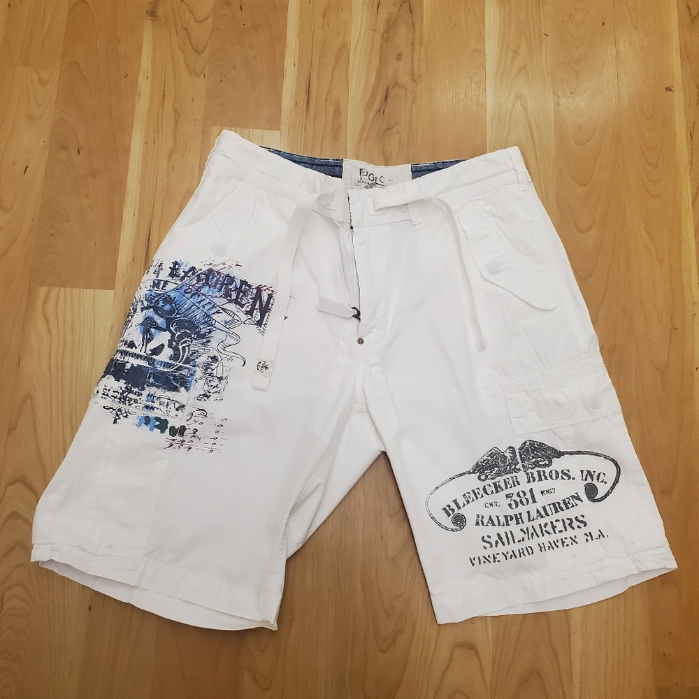 VTG Polo Ralph Lauren Cargo Shorts RARE Men's 34 Graphic Nautical Sailmakers